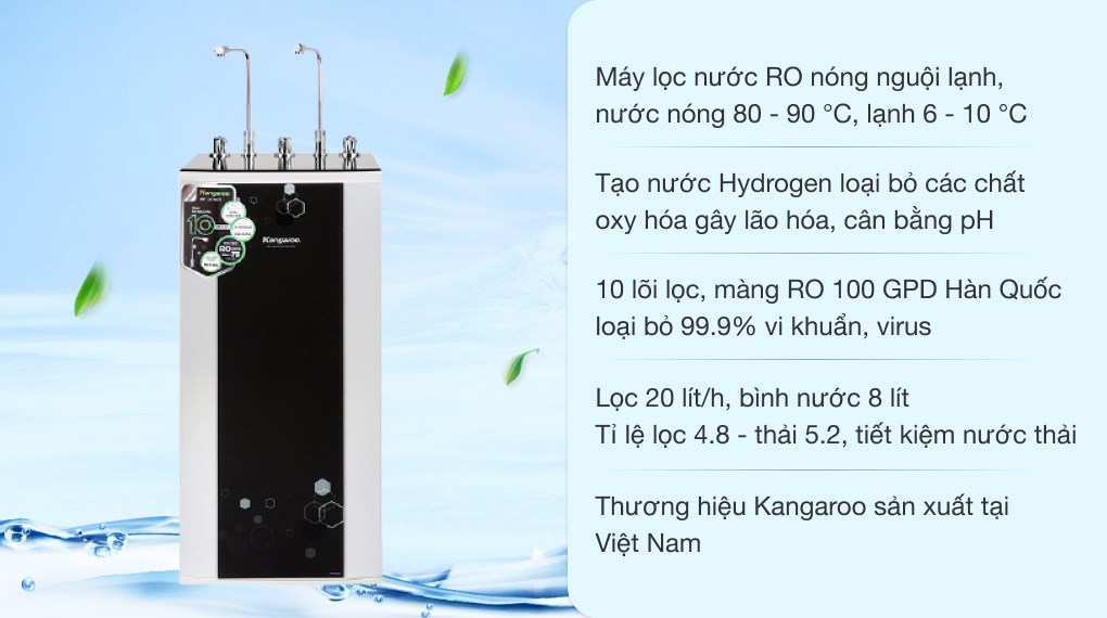 Máy lọc nước nóng lạnh RO Kangaroo KG10A4 VTU 10 lõi