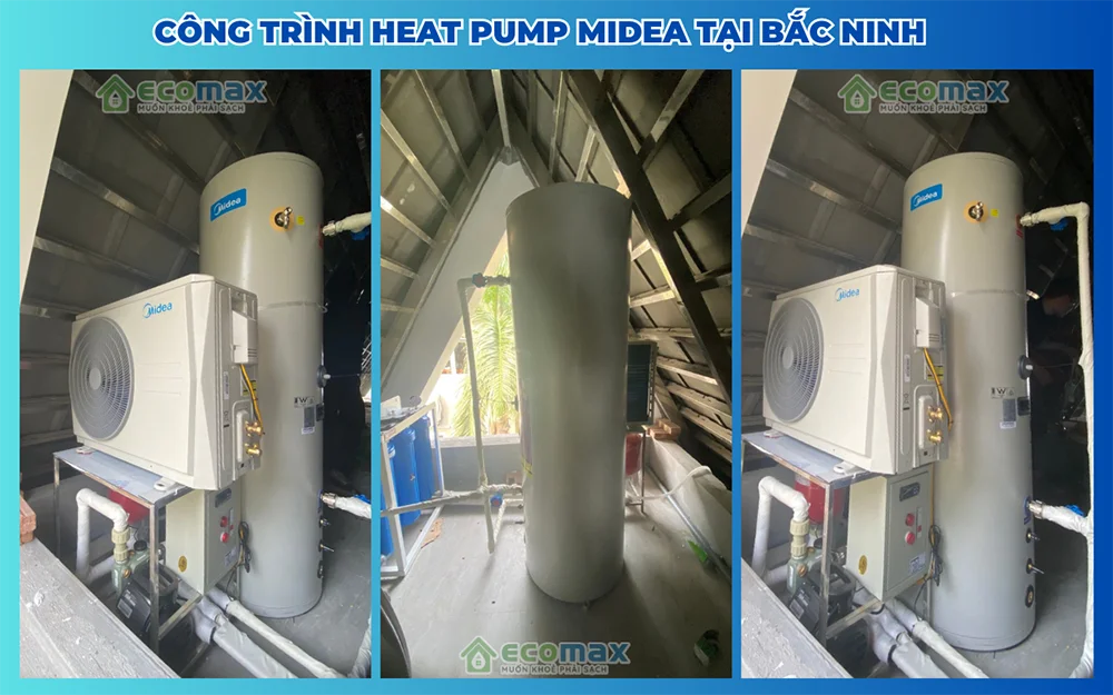 Ecomax lắp đặt công trình máy nước nóng trung tâm Midea tại Bắc Ninh