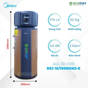 Máy nước nóng trung tâm Midea 170 Lít dòng All In One