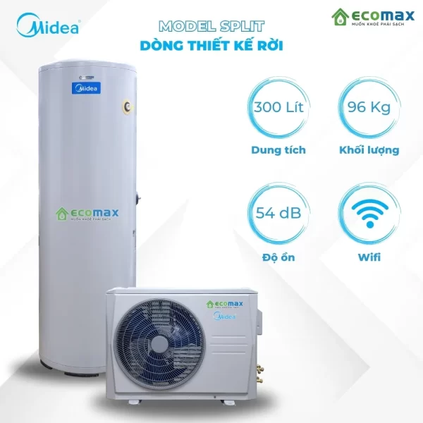 Thông số kỹ thuật của máy nước nóng trung tâm Heat Pump Midea dung tích bình 300Lít