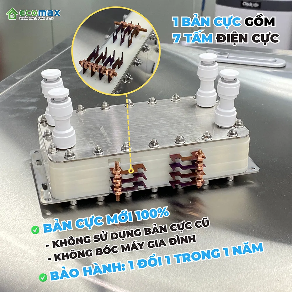 Máy lọc nước ion kiềm công nghiệp 1000 Lít/h phục vụ sản xuất, kinh doanh nước uống 16 Bản cực Titanium phủ platinum của máy lọc nước ion kiềm công nghiệp