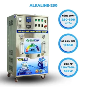 Thông số kỹ thuật tiêu biểu Máy lọc nước ion kiềm công nghiệp 250 Lít/h