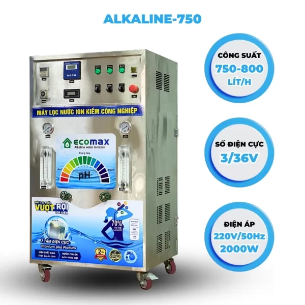 Máy lọc nước ion kiềm công nghiệp 750 Lít/h do Ecomax sản xuất lắp đặt