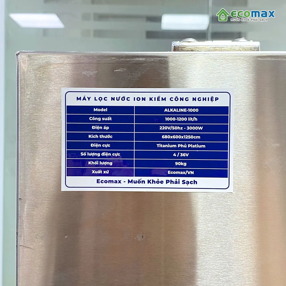 Máy lọc nước ion kiềm công nghiệp 1000 Lít/h phục vụ sản xuất, kinh doanh nước uống 15 Thông số kỹ thuật Máy lọc nước ion kiềm công nghiệp 1000 Lít/h