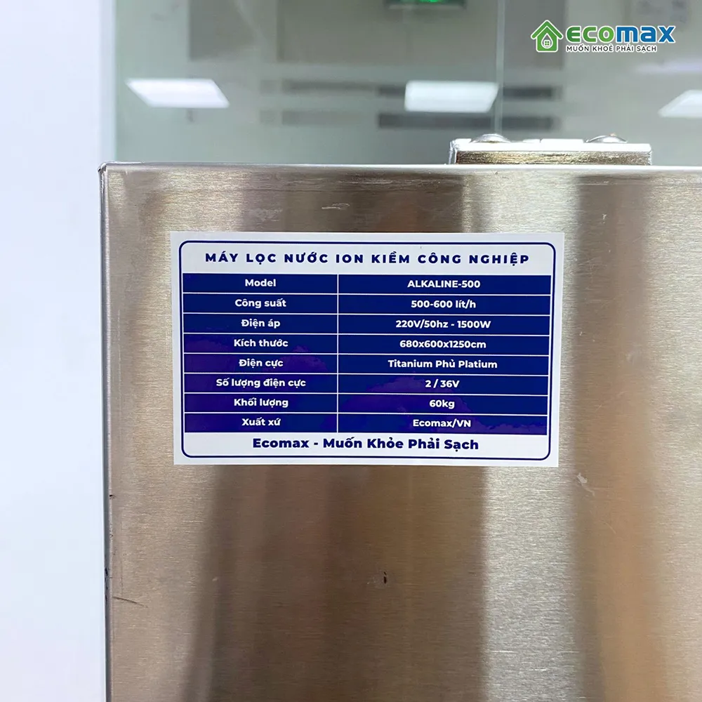 Máy lọc nước ion kiềm công nghiệp 500 Lít/h 15 Thông số kỹ thuật Máy lọc nước ion kiềm công nghiệp 500 Lít/h