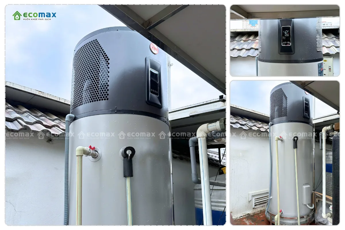 Lắp đặt hệ thống máy bơm nhiệt Heat Pump Rheem 280 Lít tại Hà Nội