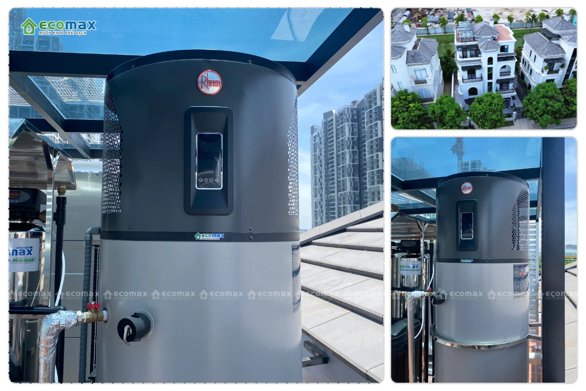 Lắp đặt máy nước nóng trung tâm Heat Pump Rheem tại biệt thự Vinhomes Ocean Park