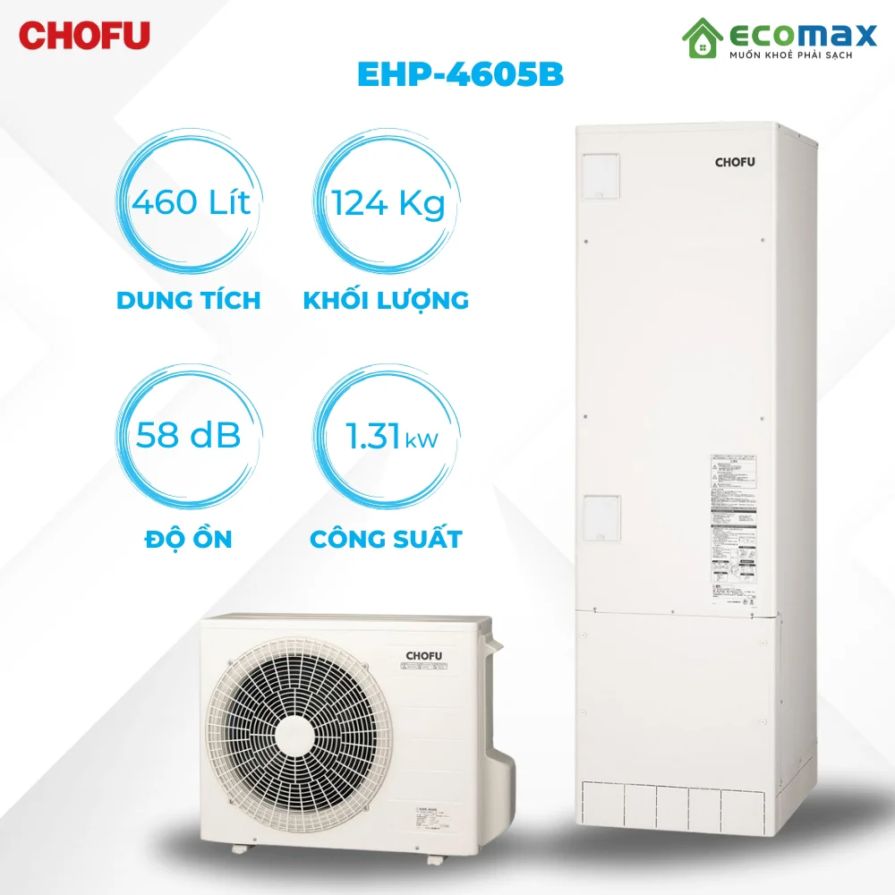Máy nước nóng trung tâm Chofu 460 Lít EHP-4605B xuất xứ Nhật 10 Máy nước nóng trung tâm Chofu 460 Lít Ecomax phân phối lắp đặt chính hãng