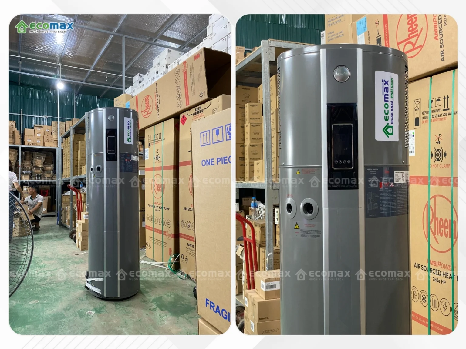 Máy nước nóng trung tâm Rheem AmbiPower MDc-180 13 Máy nước nóng trung tâm Heat Pump Rheem AmbiPower MDc-180 tại kho Ecomax, sẵn sàng thi công lắp đặt
