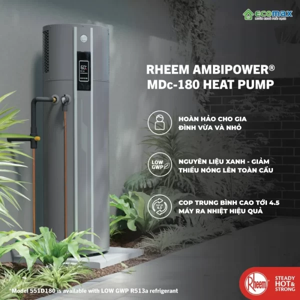 Ưu điểm của Máy nước nóng trung tâm Rheem AmbiPower MDc-180