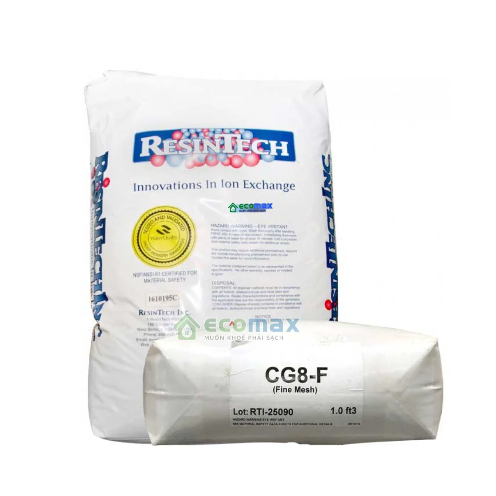 Hạt Nhựa Trao Đổi Cation CG8 (ResinTech USA) - Giải Pháp Làm Mềm Nước Cứng 1 Hạt nhựa trao đổi Cation CG8 nhập mỹ