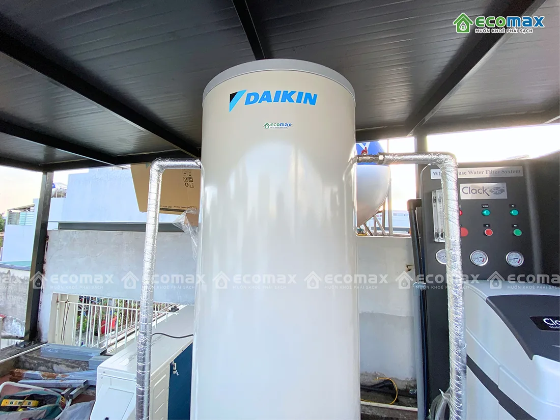 Công trình Ecomax lắp đặt thực tế Máy nước nóng Heat Pump Daikin 315 Lít